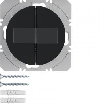 Berker R.1 - R.3 Solar Funkwandsender 2fach flach schwarz glänzend 